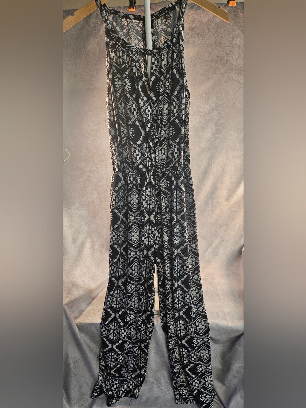 Studio by JPR Black and White Geometric Wide-Leg Jumpsuit